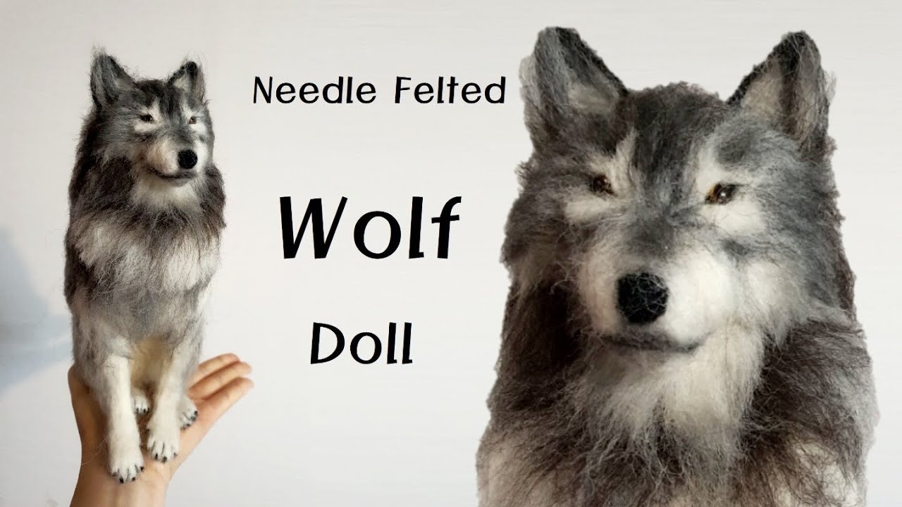 Wolf doll - Needle felted Gray Wolf | Needle felting tutorial | Needle felting ASMR