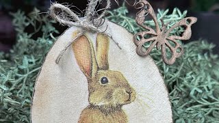 Decoupage Bunny Using Dollar Tree Egg Ornament | Easter 2024 DIY