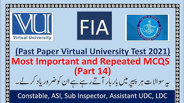 FIA past papers for Constable, ASI, Sub Inspector, Assistant, UDC, LDC Virtual University 2021-2022