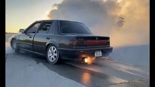 EF Civic Does Hilarious Strapped Up Burnout and Blows Motor