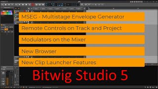 Bitwig Studio 5.0: Full walkthrough! MSEG, Project Remotes, Mixermod., new Browser, Clip Launch, ...