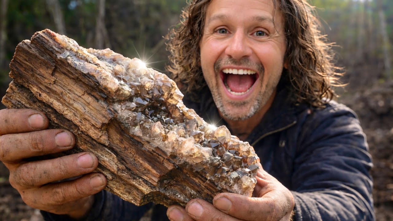 Rare Petrified Wood with Quartz Crystals Found in Alabama!