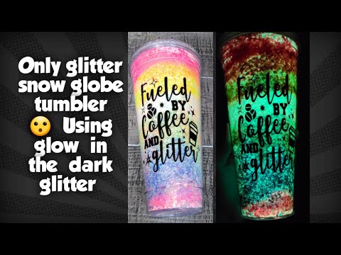 Glow Snow Globe Tumbler, Glow Party Cup, Neon Tumbler, Glitter Snow Globe  Cup, Floating Glitter Tumbler, Black Light Snow Globe 