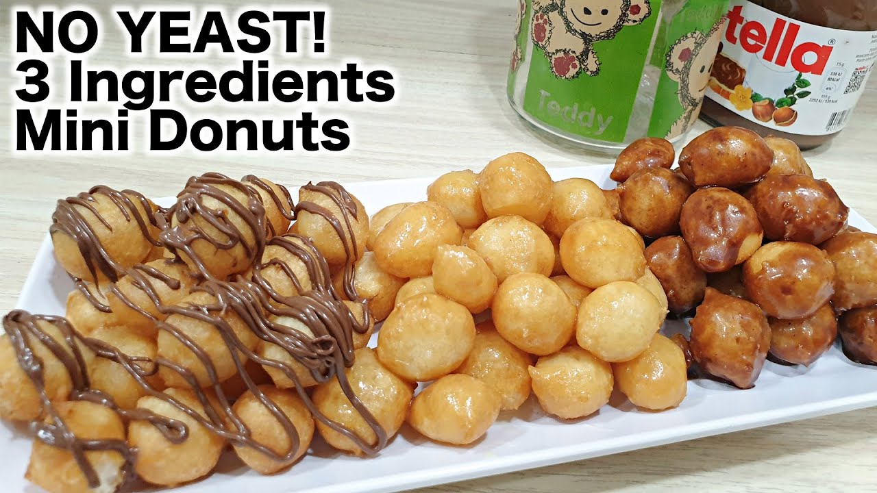 Eggless 3 Ingredients Mini Donuts Without Yeast Recipe | How to Make Mini Donuts in Lock Down-3 WAYS | Kanak