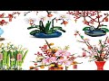 Review Flower Bouquet Plum Blossom Peach Blossom Narcissus Bonsai Potted Plant Building Blocks Model