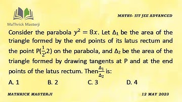 Consider the Parabola y^2=8x. Let ∆1 be the area of the triangle formed by the end points| JEE Adv