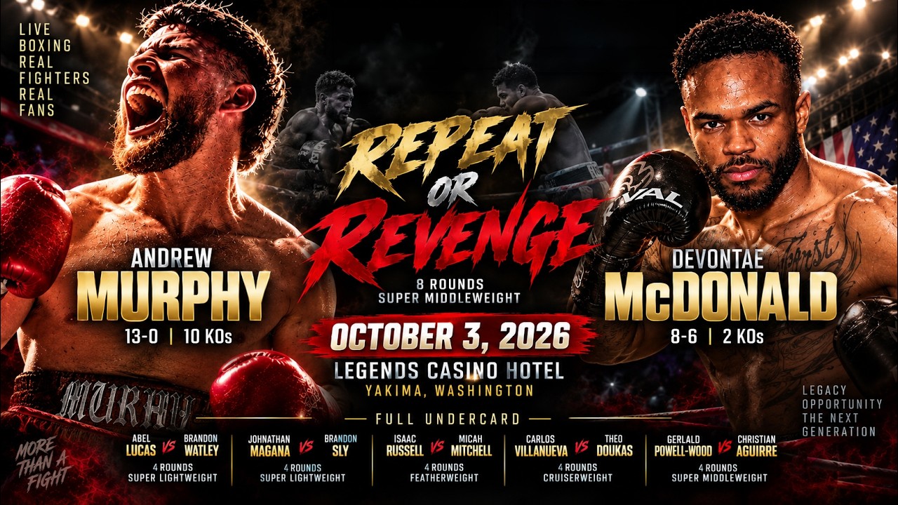 LIVE Boxing Andrew Murphy vs Devontae McDonald | Repeat or Revenge | RJJ Promotions