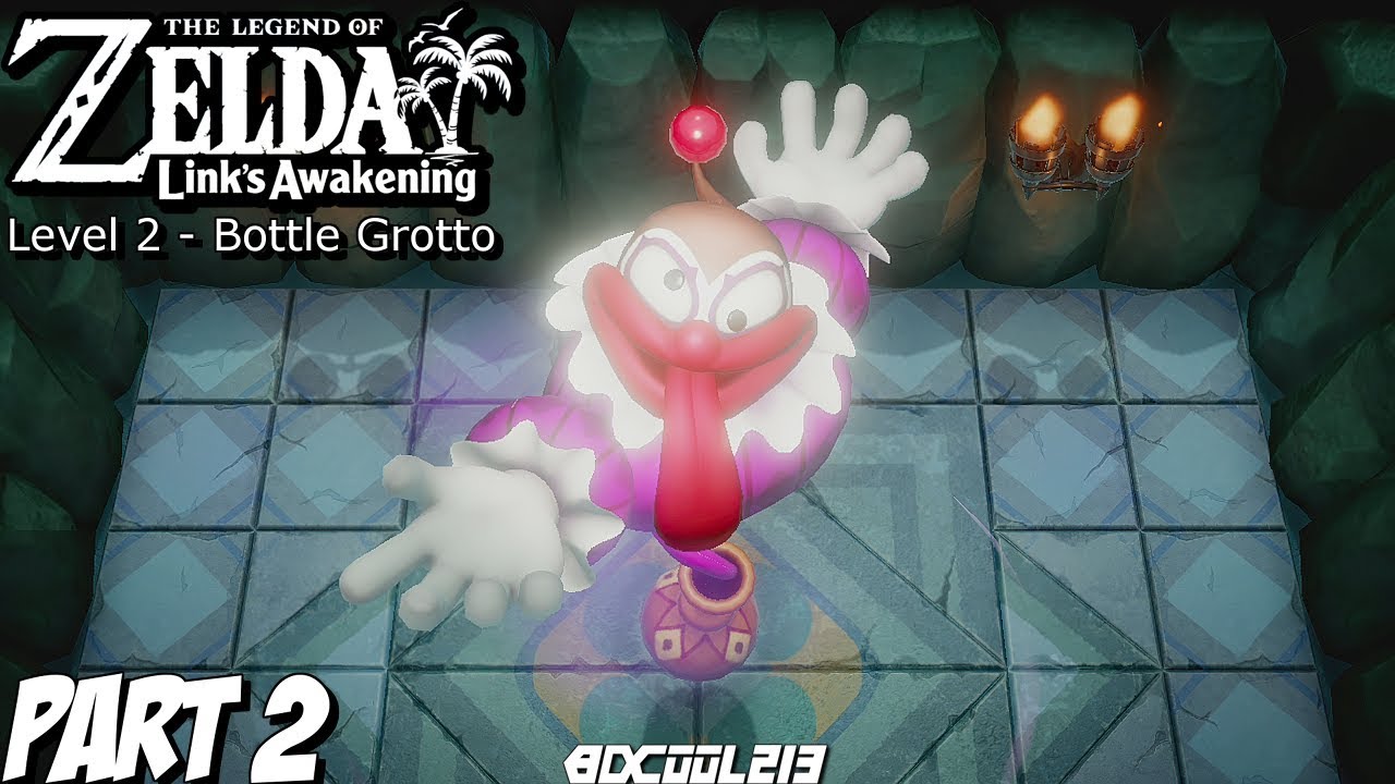 Zelda Link's Awakening (Switch): 100% Walkthrough Part 4 - Bottle Grotto  (Dungeon Level 2) 