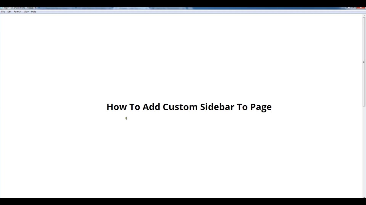 How to create custom sidebar - YouTube