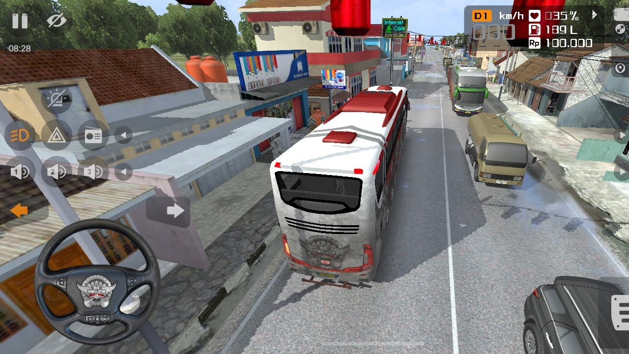 Bus driver middle in the road stop the Bus Bus Simulator Indonesia video 