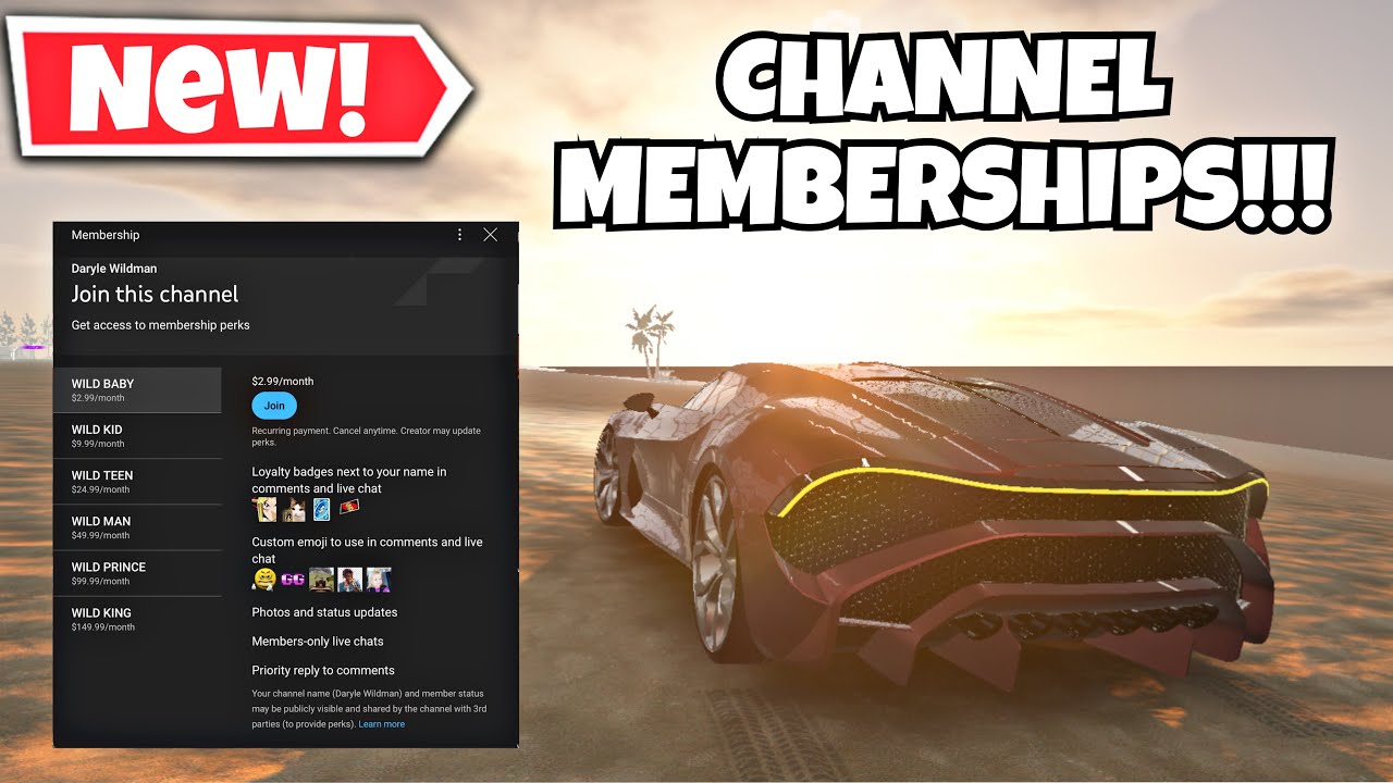 New Channel MemberShips Out Now!! Join The Wildman Family now!!!