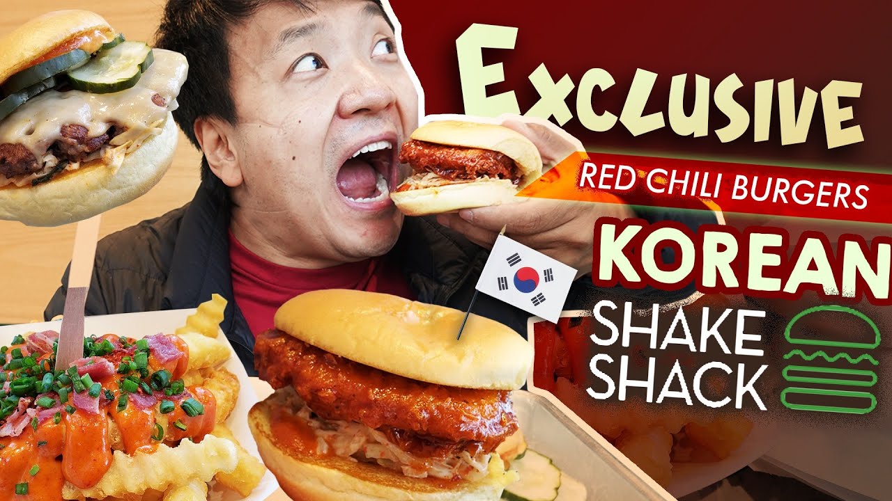 SHAKE SHACK EXCLUSIVE Korean RED CHILI BURGERS Review! Gochujang BURGERS & FRIES | Strictly Dumpling