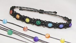 БРАСЛЕТ МАКРАМЕ ЧАКРЫ. MACRAME CHAKRA BRACELET.