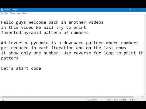 Inverted pyramid pattern of numbers in python | Python Examples - YouTube