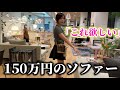 家具屋で高級ソファー買うか悩む女