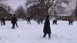 Battle in Bedford: Community comes together for snowball fight following winter storm
