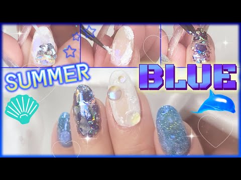 【キラキラ✨】涼しげ〜でこぼこニュアンス【デコジェル】【salonwork】