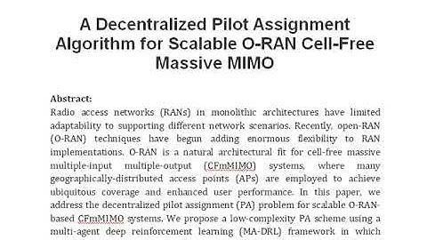 A Decentralized Pilot Assignment Algorithm for Scalable O RAN Cell Free Massive MIMO
