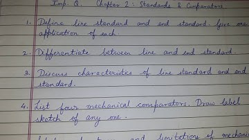 Important questions from Chapter 2 - Standards and Comparators (3rd year - 5th Sem) MQC