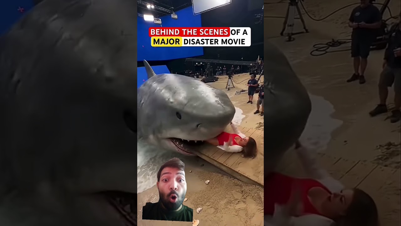 Behind the scenes of major disaster movie part 2🎥🦈☠️ #movie #behindthescenes #shorts #shark #trend