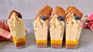 Lotus Biscoff and Mango no bake dessert shooters. Easy and Yummy mini dessert cups