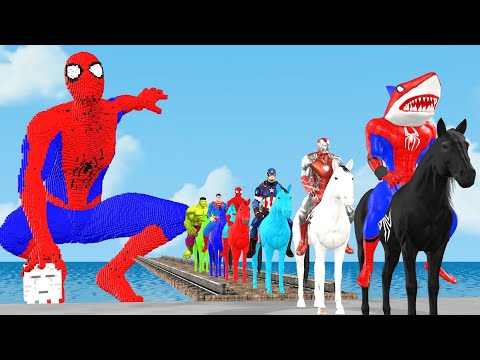 Game 5 Superheroes| Spider-Man the challenge of riding a horse across ...