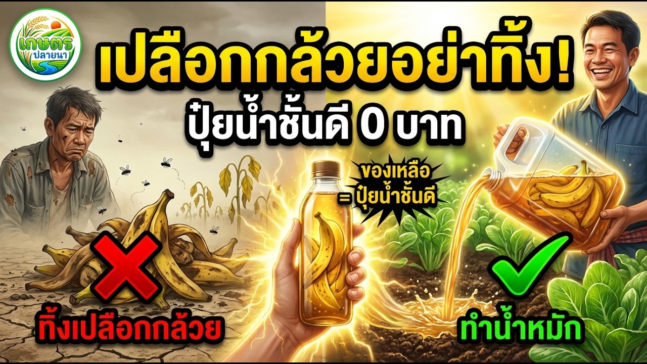 น้ำหมักเปลือกกล้วย สูตรลับชาวสวน พืชงามแบบไม่ต้องซื้อปุ๋ย