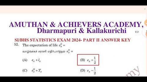 TNPSC - SI /BHS STATISTICS EXAM 2024 - Part II  Question & Answers