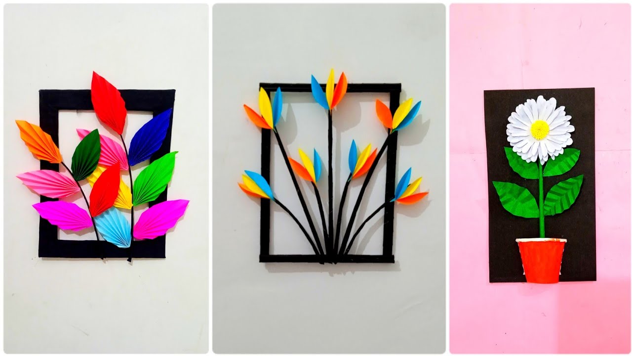 3 Easy and Beautiful Wall decor Craft // Paper Flower Wall Hanging // Handmade Craft