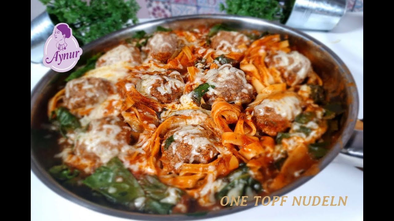 One topf Nudeln mit Frikadellen und Spinat in 15 Minuten I one pot of noodles