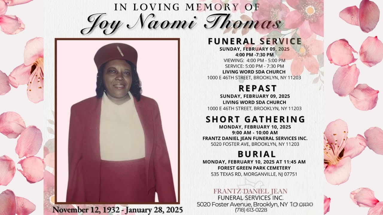 Funeral Service for Joy Naomi Thomas | Sunday February 09, 2025 - YouTube