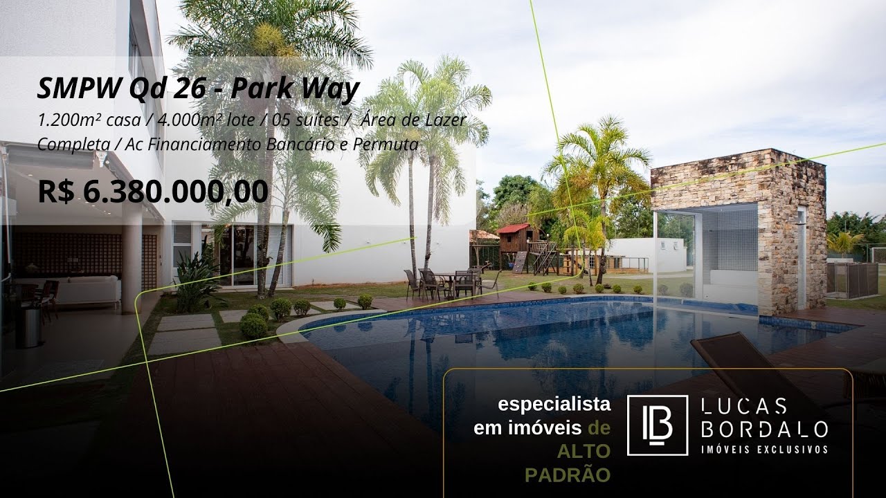 SMPW Qd 26 - 1.200m² casa, 4.000m² lote, 05 suítes, Lazer Completo - R$ 6.380.000,00
