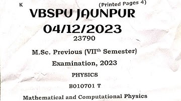 M.Sc. Sem.(VII)Physics (P1)(Mathematical and Computational Physics) VBSPU JAUNPUR