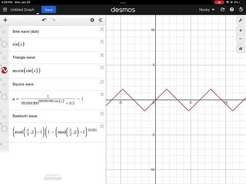 Desmos triangle, square, and sawtooth wave