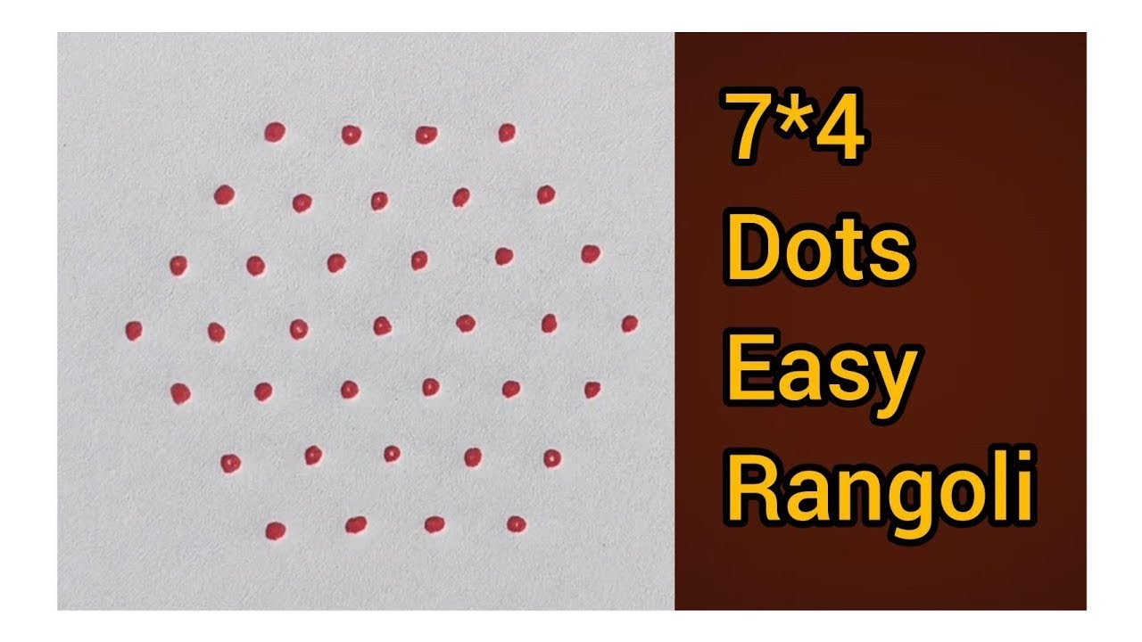 7*4 dots easy rangoli / daliy purpose easy rangoli/ kolam for beginners small rangoli 🌷 dots rangoli