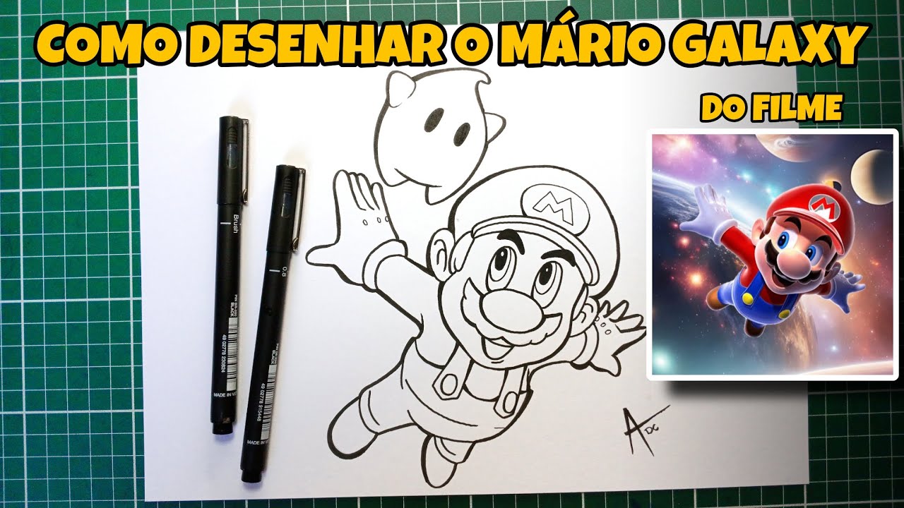 COMO DESENHAR O SUPER MÁRIO DO FILME MÁRIO GALAXY - How to draw Mario from the Mario Galaxy movie