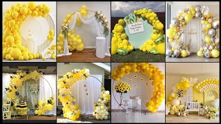Yellow color birthday theme/beautiful yellow birthday party decorations/balloons decoration ideas