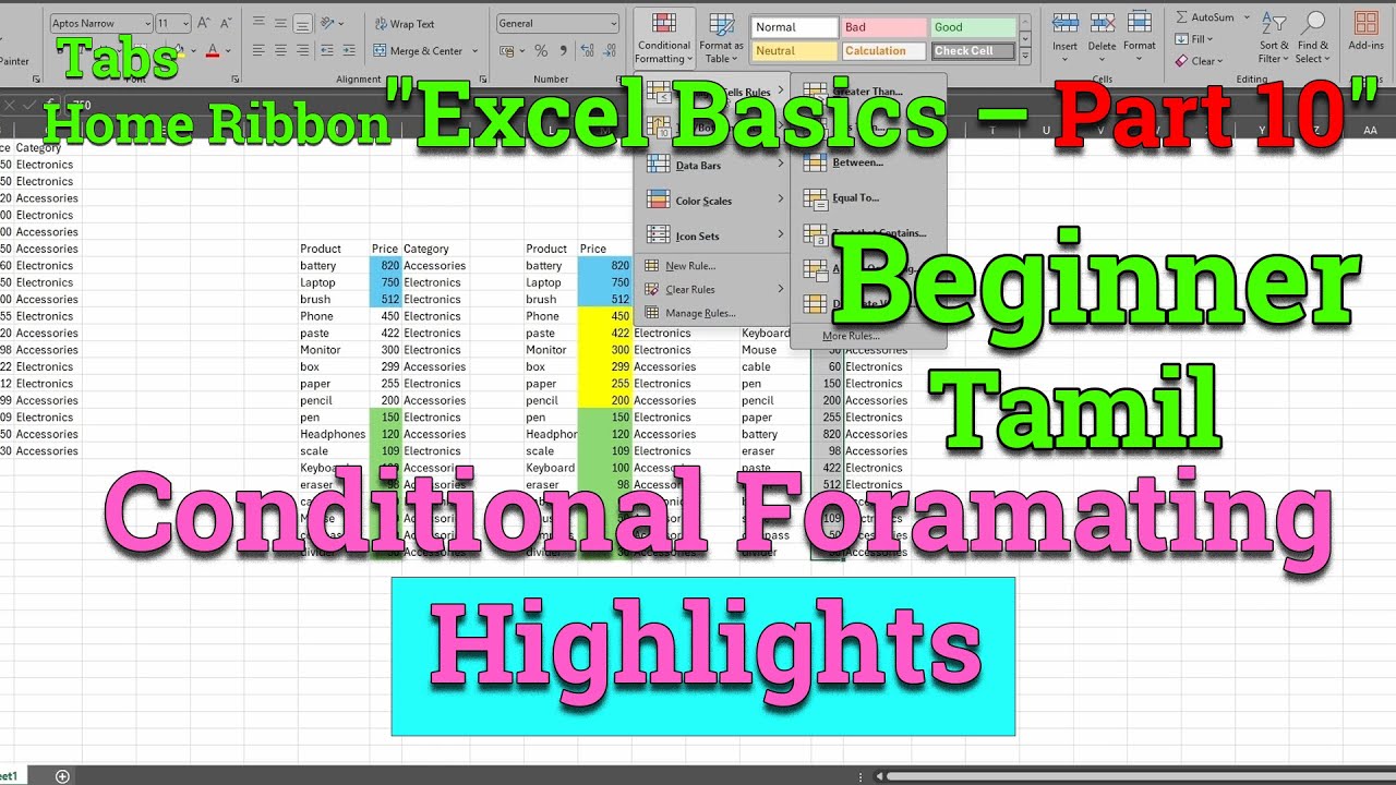 Highlight Cell Rules in Excel - Conditional Formatting Explained | The ...