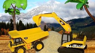 Mini Movers Dump Truck Excavator By Caterpillar Move Grains At Harvest Toy Review