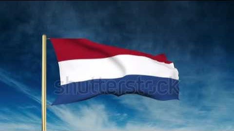Netherlands flag slider style. Waving in the wind with cloud background animation Stock video by