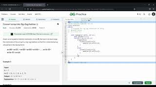 Convert array into Zig Zag fashion GFG || Convert array into Zig Zag fashion