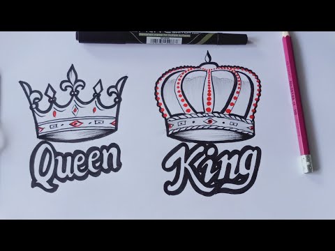 How to draw crown king and queen tattoo-Crown drawing - YouTube