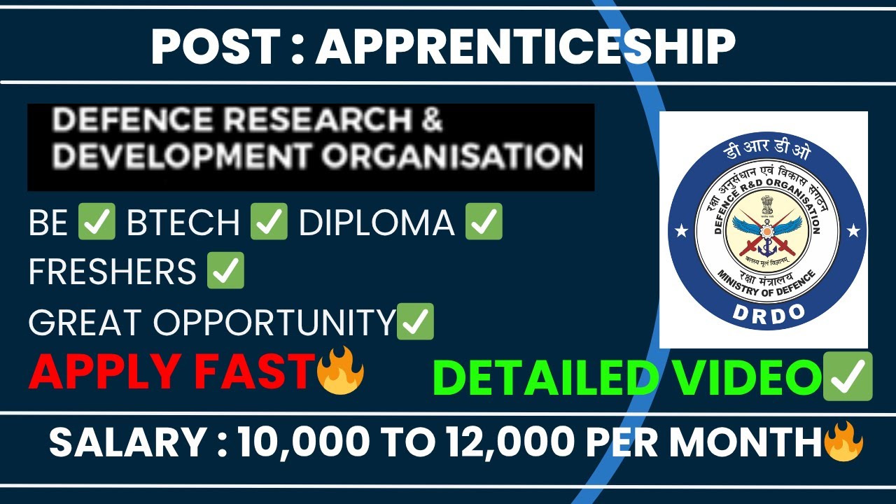 DRDO Recruitment 2025🔥 | Graduate & Diploma Apprentice Jobs | Salary & Full Details