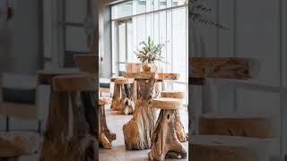 meja dan kursi kayu alami elegan