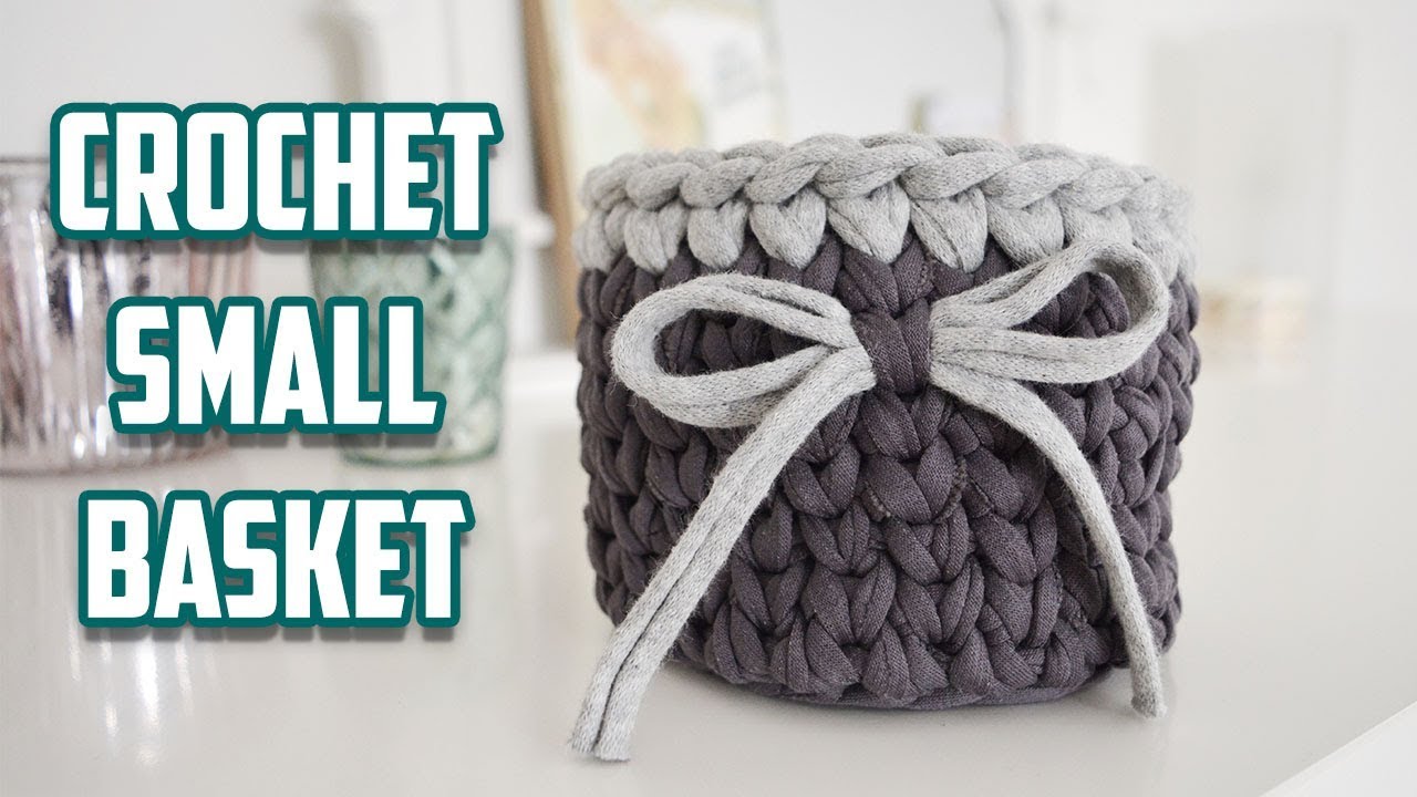 Crochet square basket with t-shirt yarn - tshirt yarn and crochet patterns