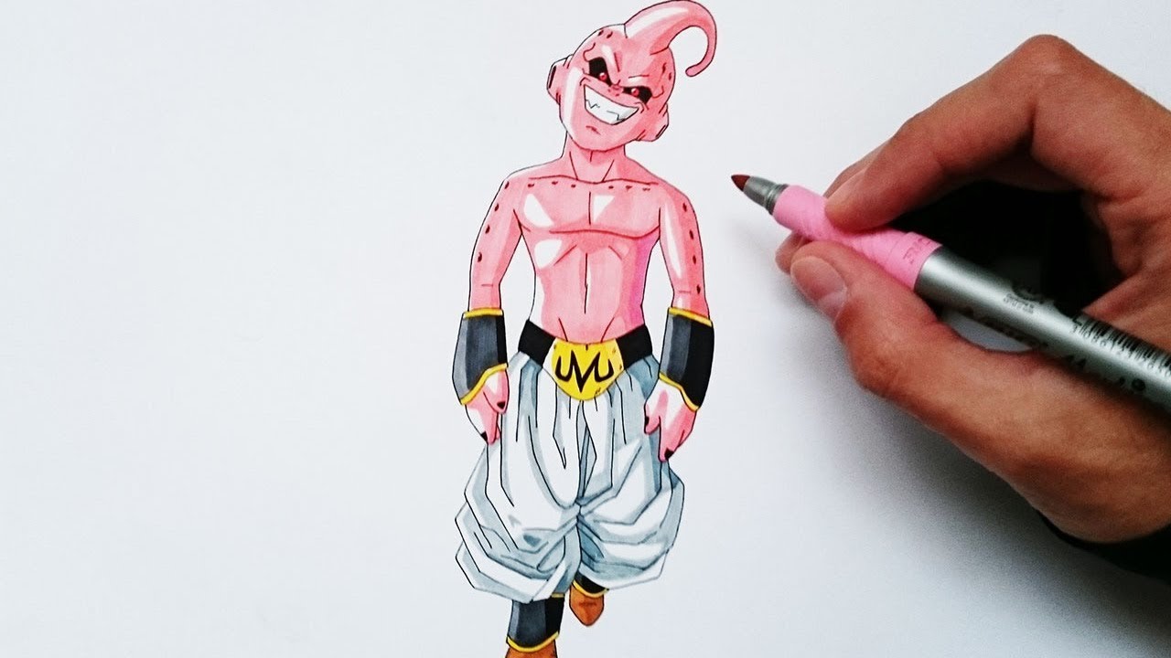 Cómo dibujar a Kid Buu explicado paso a paso How to draw Kid Buu