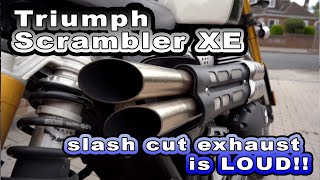 Watch this before you change your Triumph Scrambler XE exhaust - LOUD Slash Cut Exhaust