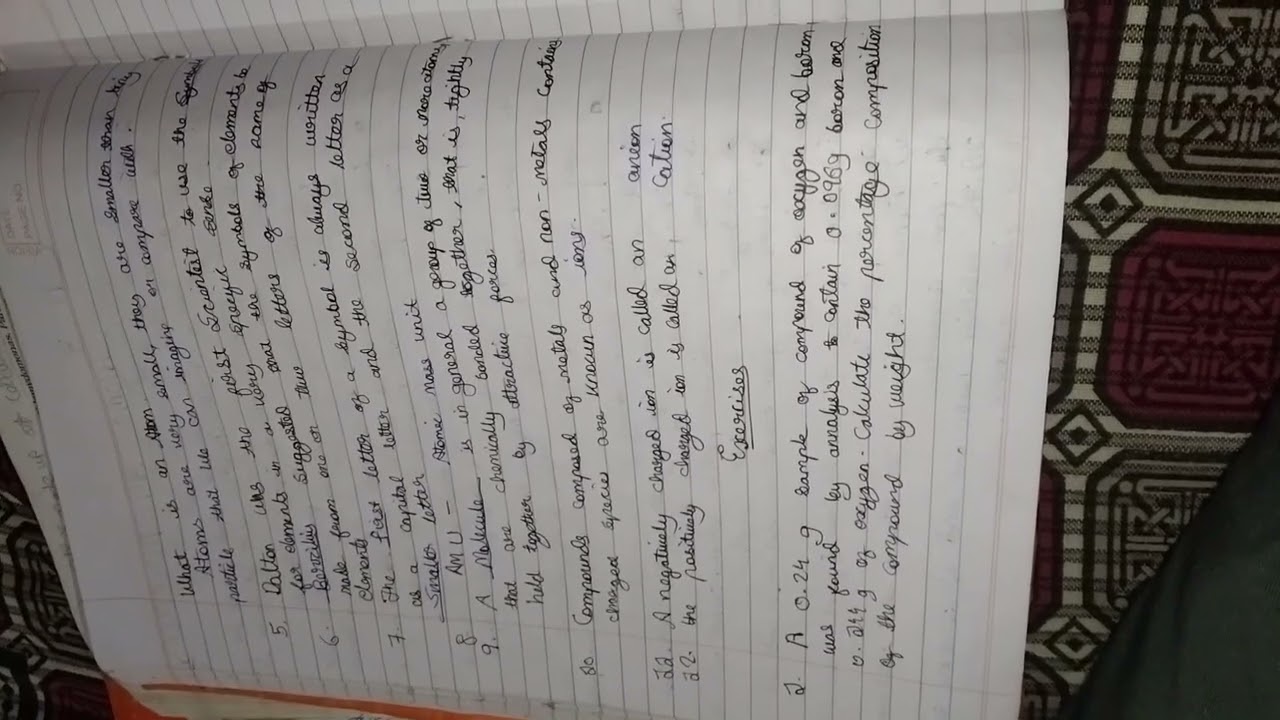 Basic Notes and Question ❓ and Answer of Chapter 3(Atoms and Molecules) Of Class 9th Student