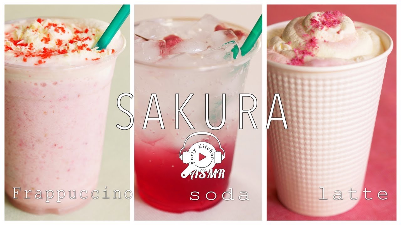 ASMR】3 Kinds of Cherry Blossam Drinks【Party Kitchen for Cooking
