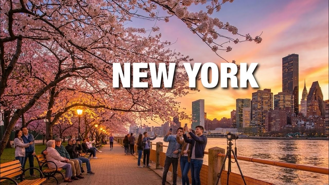 New York City LIVE Manhattan Beautiful Spring Walk & Cherry Blossoms ...